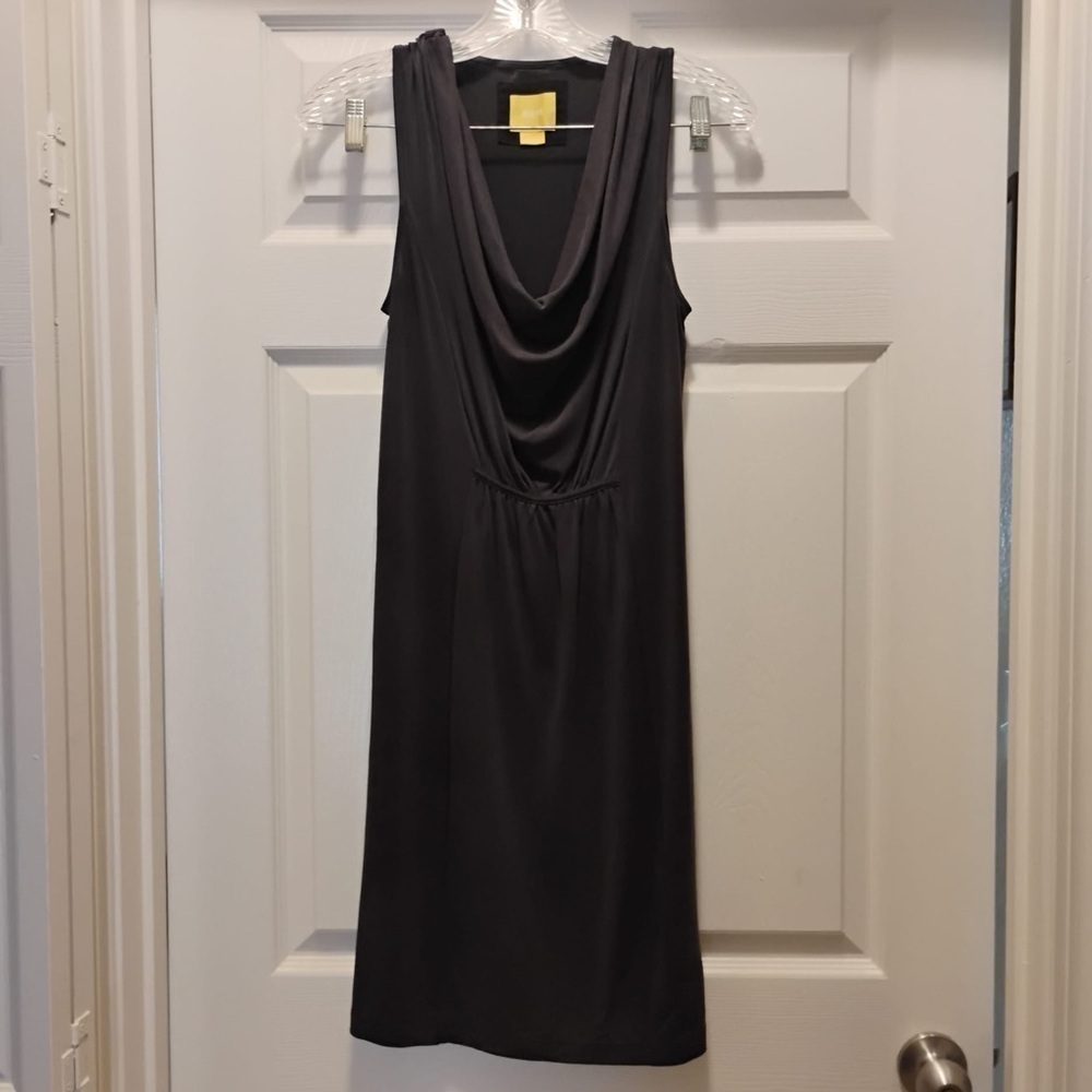 anthropologie maeve black dress Cara Cowl Neck Size XS Polka dot